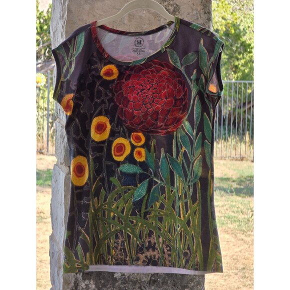 The Metropolitan Museum Of Art Floral-Print Cap Sleeve Top XL Made in USA - Picture 2 of 4